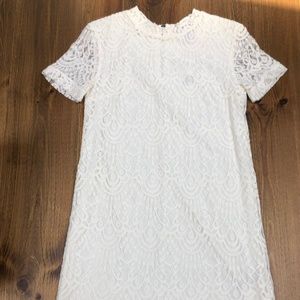 White Lace Sleeve Dress